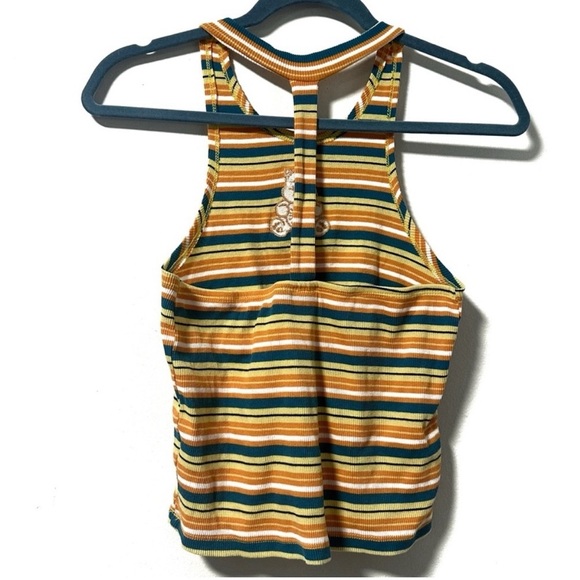 Care Bears Cropped Striped Racerback Tank Top Women's Size Large Sunshine Bear - Picture 3 of 12